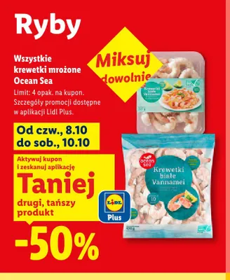 Krewetki mrożone białe Vannamei Ocean Sea promocja w Lidl