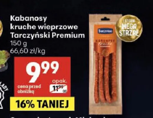 Kabanosy kruche wieprzowe Tarczyński Premium promocja w Delikatesy Centrum