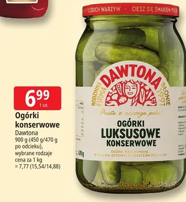 Ogórki luksusowe konserwowe Dawtona promocja w Leclerc
