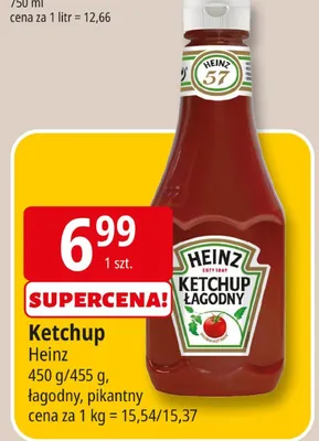 Ketchup łagodny Heinz promocja w Leclerc