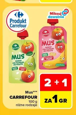Mus Carrefour jabłko truskawka promocja w Carrefour Market