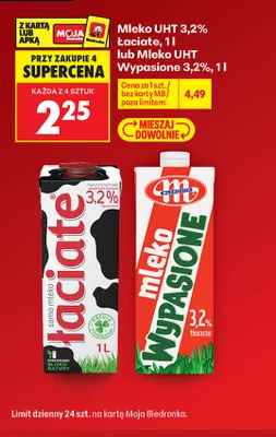 Mleko UHT Wypasione Mlekovita 3,2% promocja w Biedronka