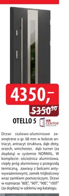 Drzwi stalowo-aluminiowe zewnętrzne Otello 5 Kr Center promocja w Dobre Dla Domu