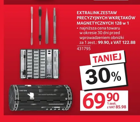 Zestaw precyzyjnych wkrętaków magnetycznych 128 w 1 Extralink promocja w Selgros