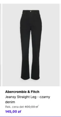 Jeansy Straight Leg Abercrombie & Fitch czarny denim promocja w Lounge by Zalando