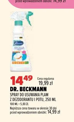 Spray do usuwania plam z dezodorantu i potu Dr. Beckmann promocja w Drogerie Natura