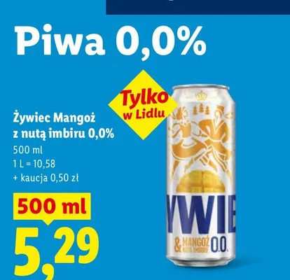 Piwo bezalkoholowe Żywiec Mangoż z nutą imbiru promocja w Lidl