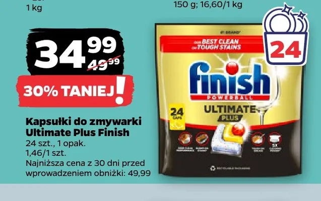 Kapsułki do zmywarki Ultimate Plus Finish promocja w Netto