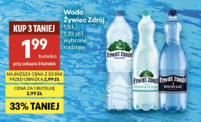 Woda niegazowana Żywiec Zdrój promocja w Delikatesy Centrum