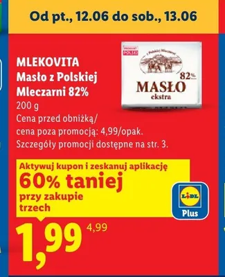 Masło z Polskiej Mleczarni 82% Mlekovita promocja w Lidl