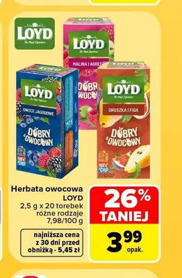 Herbata owocowa Loyd Owoce Jagodowe promocja w Carrefour