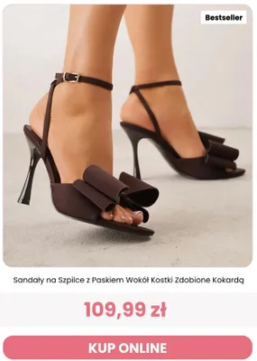 Sandały na szpilce z paskiem wokół kostki zdobione kokardą Renee promocja w Renee