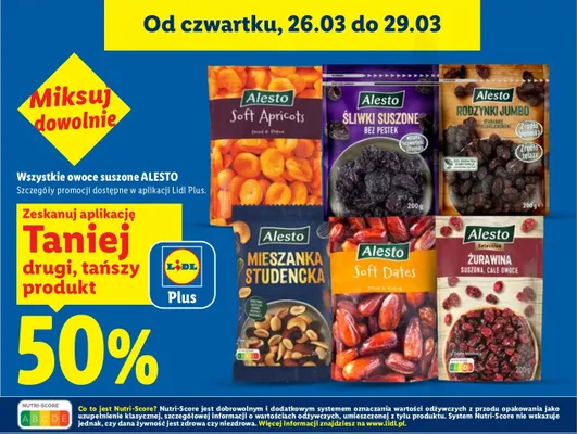 Wszystkie owoce suszone Alesto -50% promocja w Lidl