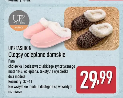 Clogsy ocieplane damskie UP2FASHION promocja w Aldi