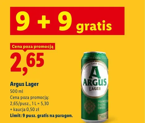 Piwo Argus Lager promocja w Lidl