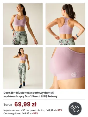 Biustonosz sportowy damski Dare 2b szybkoschnący Don't Sweat It III różowy promocja w Regatta