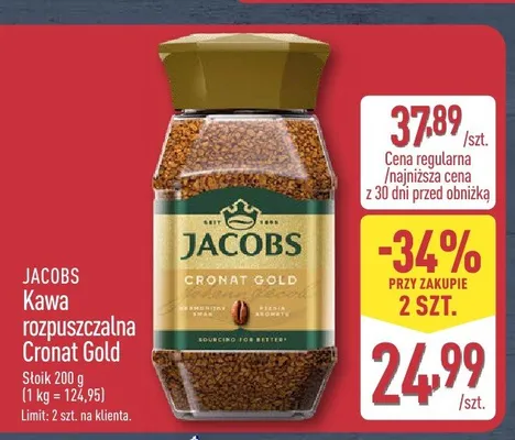 Kawa rozpuszczalna Jacobs Cronat Gold promocja w Aldi
