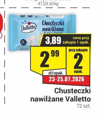Chusteczki nawilżane Valletto promocja w Delikatesy Sezam