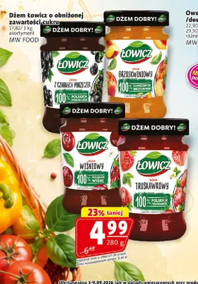 Dżem Łowicz o obniżonej zawartości cukru truskawkowy promocja w Prim Market