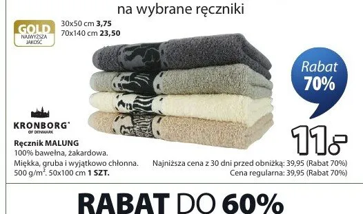 Ręcznik MALUNG 100% bawełna żakardowa 50x100cm promocja w Jysk