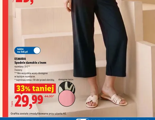 Spodnie damskie z lnem Esmara promocja w Lidl