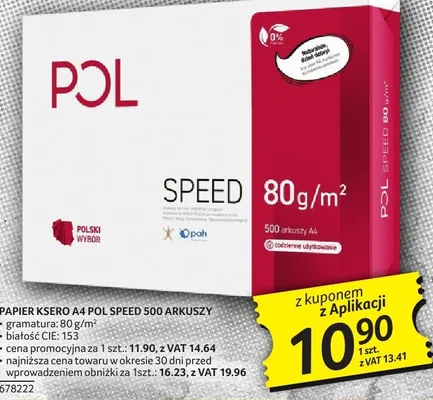 Papier ksero A4 Pol Speed 500 arkuszy promocja w Selgros