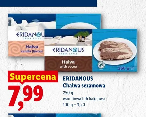 Chałwa sezamowa kakaowa Eridanous promocja w Lidl