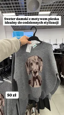 Sweter damski z motywem pieska promocja w Pepco
