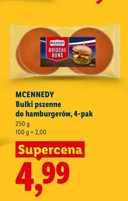 Bułki pszenne do hamburgerów McEnnedy 4-pak promocja w Lidl