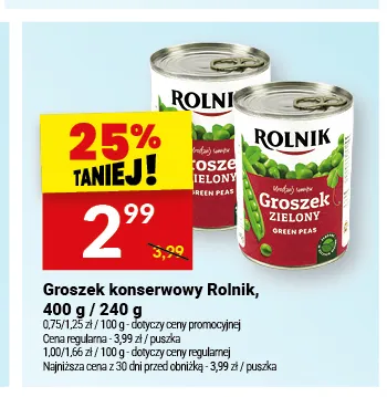 Groszek konserwowy Rolnik promocja w Twój Market