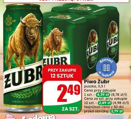 Piwo Żubr puszka promocja w Dino