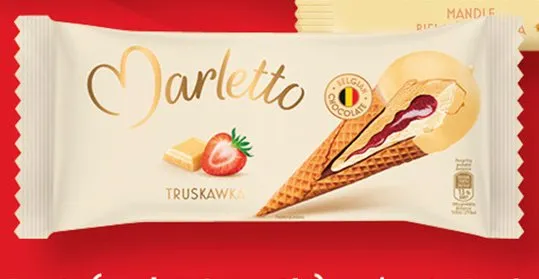 Lody truskawka w rożku promocja w Biedronka