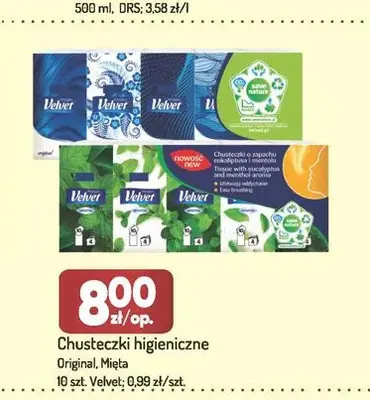Chusteczki higieniczne mięta Velvet 10-pak promocja w Avita