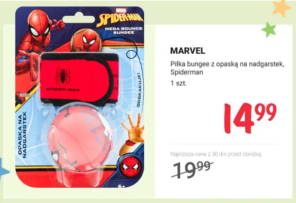 Piłka bungee z opaską na nadgarstek Spiderman MARVEL promocja w Rossmann
