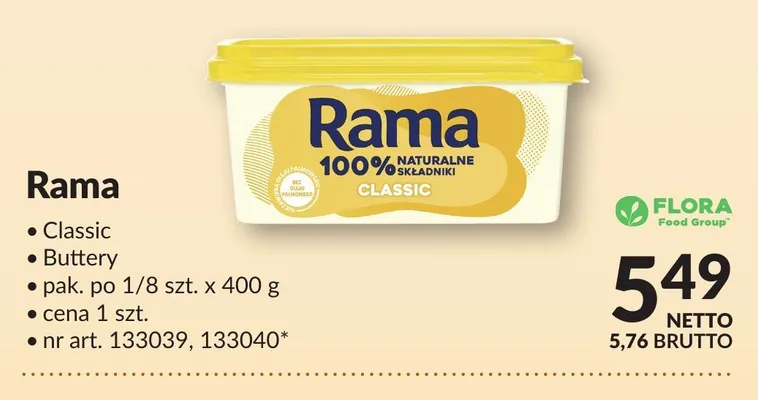 Margaryna Rama Classic pak. po 1/8szt. nr art. 133039,133040 promocja w Makro