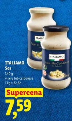Sos 4 sery lub carbonara promocja w Lidl