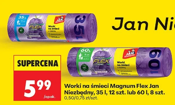 Worki na śmieci Magnum Flex 35 l, 12 szt. promocja w Biedronka