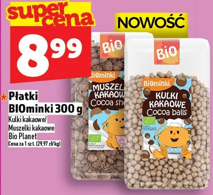 Płatki BIOminki kulki kakaowe Cocoa balls promocja w TOPAZ