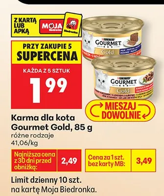 Karma dla kota Gold różne rodzaje Gourmet promocja w Biedronka