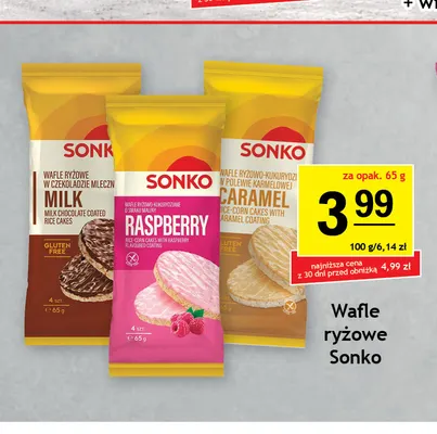 Wafle ryżowo-kukurydziane o smaku malinowym Sonko promocja w Gram Market