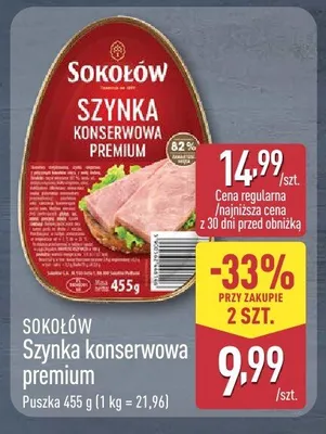 Szynka konserwowa premium Sokołów promocja w Aldi