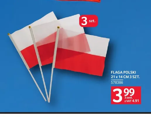 Flaga Polski 21x14 cm 3-pak promocja w Selgros