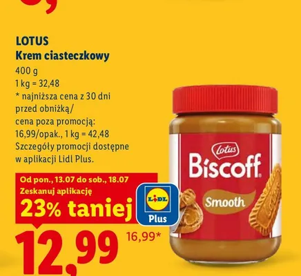 Krem ciasteczkowy Lotus Biscoff Smooth promocja w Lidl
