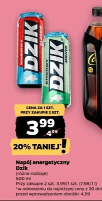 Napój energetyczny Dzik (różne rodzaje) promocja w Netto