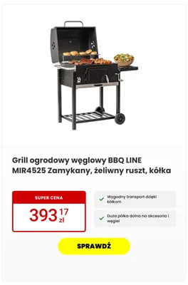 Grill ogrodowy węglowy BBQ LINE MIR4525 zamykany promocja w Media Expert