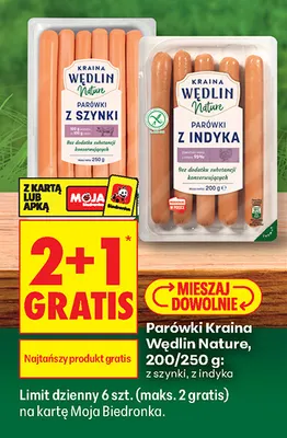 Parówki z szynki Kraina Wędlin Nature promocja w Biedronka