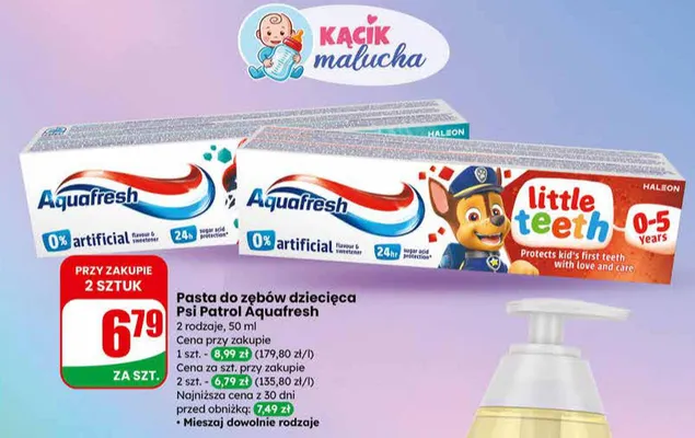 Pasta do zębów dziecięca Psi Patrol, 2 rodzaje promocja w Dino