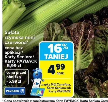 Sałata rzymska mini czerwona promocja w Carrefour