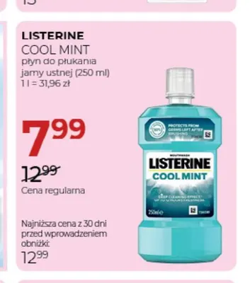 Płyn do płukania jamy ustnej Listerine Cool Mint promocja w Drogerie Jawa