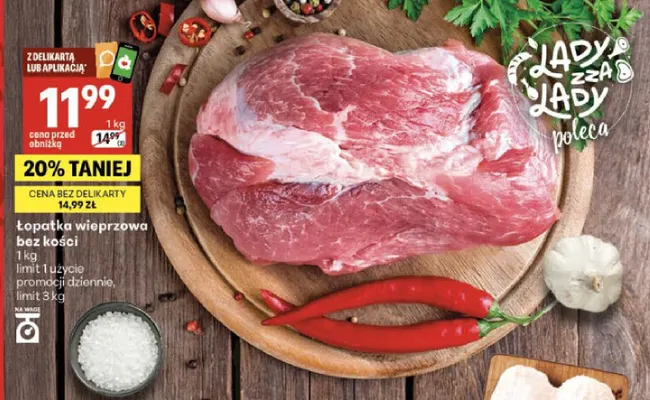 Łopatka wieprzowa bez kości promocja w Delikatesy Centrum